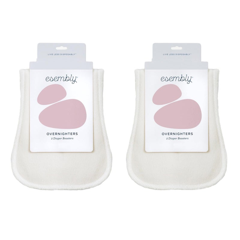 Esembly Overnighters - Organic Cotton Cloth Diaper Booster Inserts with Stay-Dry Fleece - Reusable Nighttime Absorbency Doublers for Heavy Wetters - One Size, Pack of 4 - Image 1